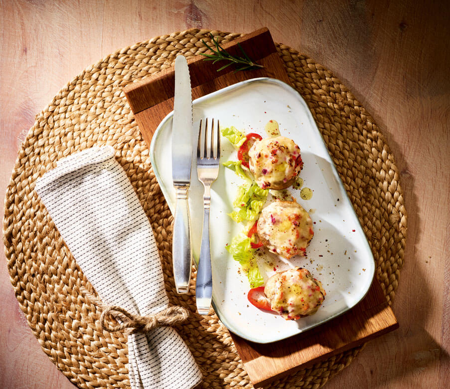 Gefüllte Champignons mit Heumilch-Käse