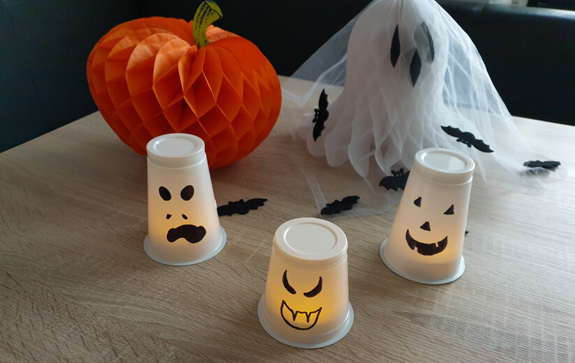 Upcycling: Schnelle Halloween-Deko aus Heumilch-Joghurtbechern