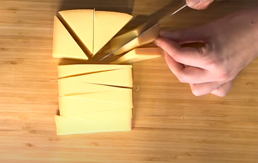 Schneidetechniken von Heumilch-Käse: Episode „Schnitt- und Hartkäse im keilförmigen Stück“