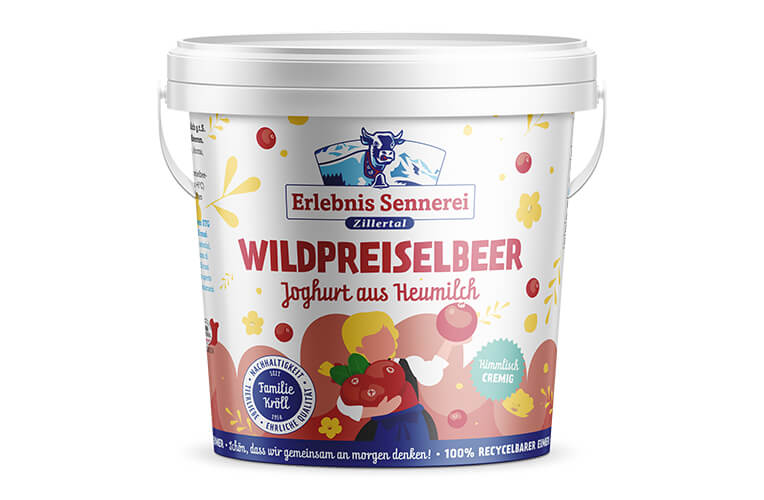 Zillertaler Wildpreiselbeerjoghurt im Eimer