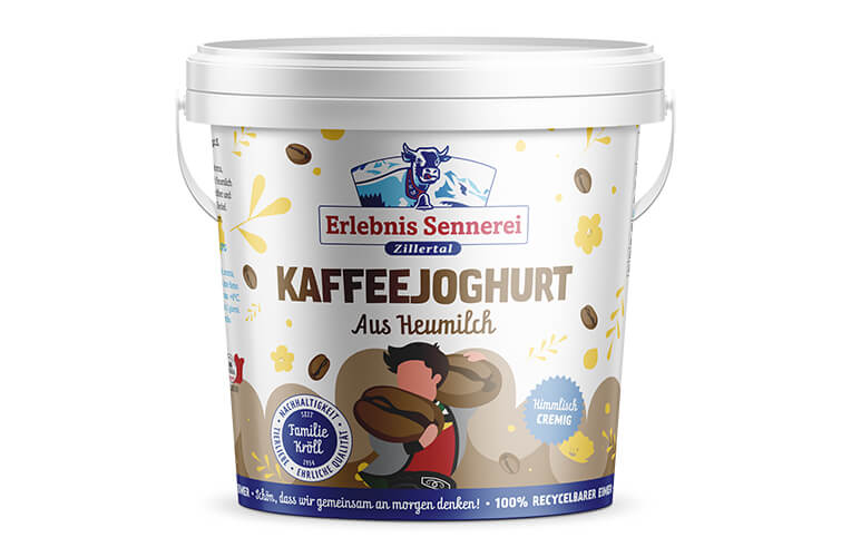 Zillertaler Kaffeejoghurt im Eimer
